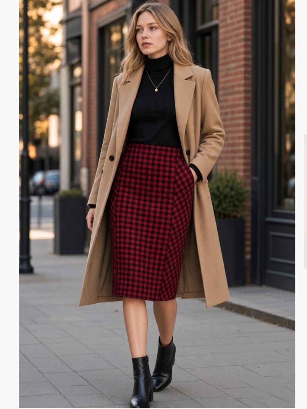 NWT J.Jill Ponte Plaid Mini Skirt Red Gingham Houndstooth